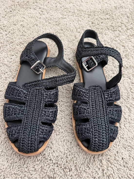 Freda Salvador Shoes - Freda Salvador Black Braided Leather Sandals SERA FISHERMAN SANDAL
